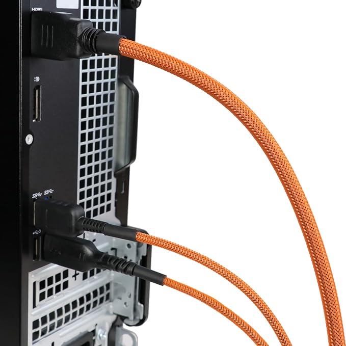 25ft PET Expandable Braided Cable Sleeve 1/3inch(8mm) Pet Braided Cable Sleeve for Audio Video Device Wire Automotive Wire (Orange)