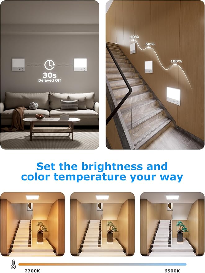 Motion Sensor Light Indoor with Remote,3 Color Motion Sensor Lights with Remote, Wireless Closet Light Battery Operated, Magnetic Dimmable LED Lights for Shower Pantry Shed Hallway Porch Garage Stairs