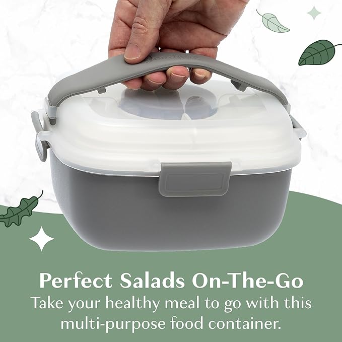 Goodful Stackable Lunch Box Container, Bento Style Food Storage with Removeable Compartments for Sandwich, Snacks, Toppings & Dressing