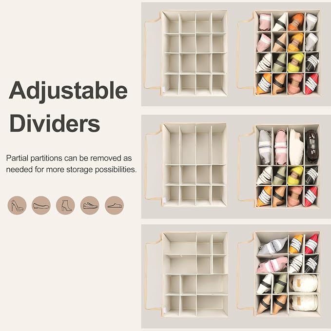 HOME Shoe Organizer for Closet 2 Pack, Fits 32 Pairs TP12J