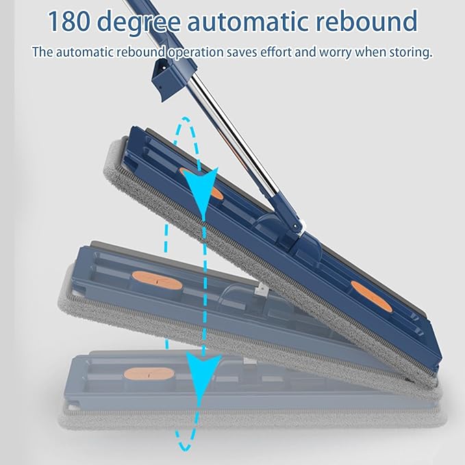 Large Flat Mop, 360° Magic Mop Flat Mop and Bucket System with Dewatering Scraper,2023 Large Flat Mop, Wet and Dry Use, Floor Mop Set for Hardwood Laminate Tiles,White