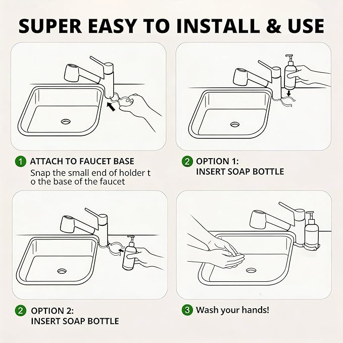 RV Round Soap Dispenser Holder, Durable Stainless Steel Organization Accessories to Secure Soap Bottle, for Camper, Camper Van or Motorhome, Fits Round RV Faucets & Bottles, Easy Snap-On, Space-saving