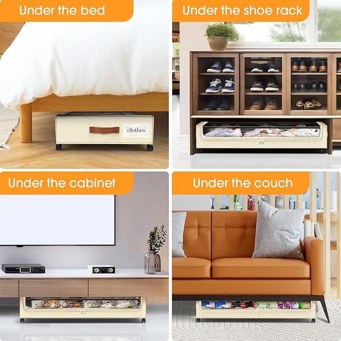 SpaceHacks Under Bed Storage (1 Pack) - Large Capacity Rolling Storage for Clothes & Blankets
