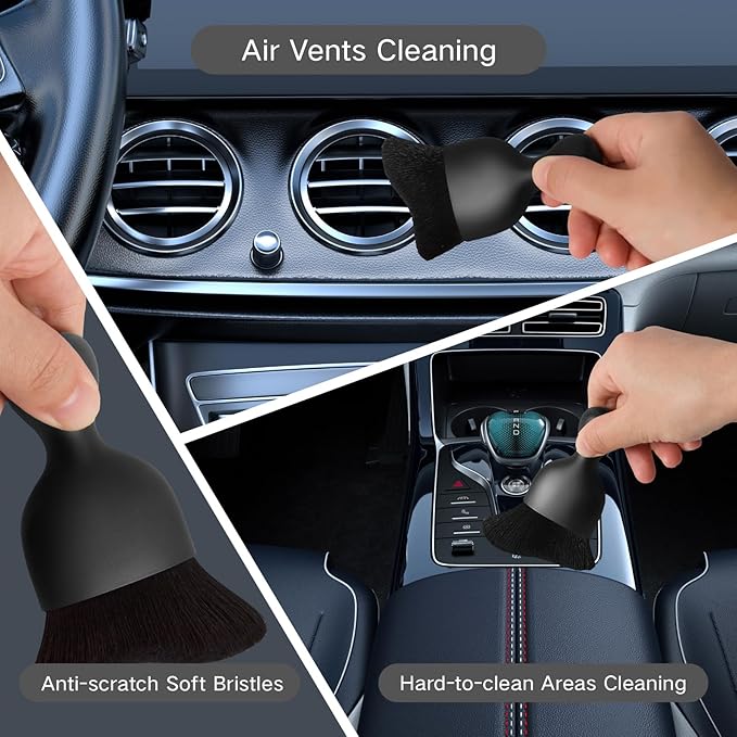 Qydipclin 7pc Windshield Cleaning Kit - 4 Microfiber Pads, Extendable Handle
