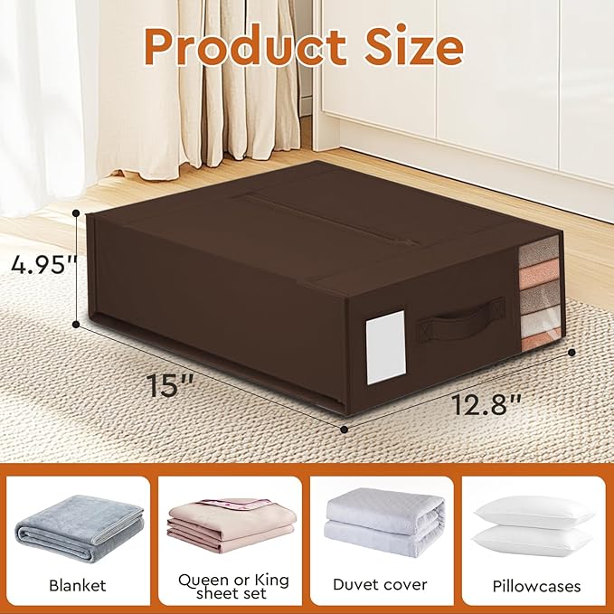 2 Pack Bed Sheet Closet Organizers and Storage, Brown