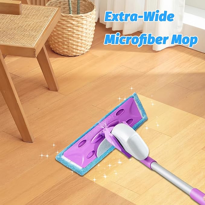 4 Pack Mop Pads Compatible with Rejuvenate Click N Clean Spray Reusable Microfiber Pads Replacement for Rejuvenate Microfiber Mop Washable Refill for Floor Cleaning