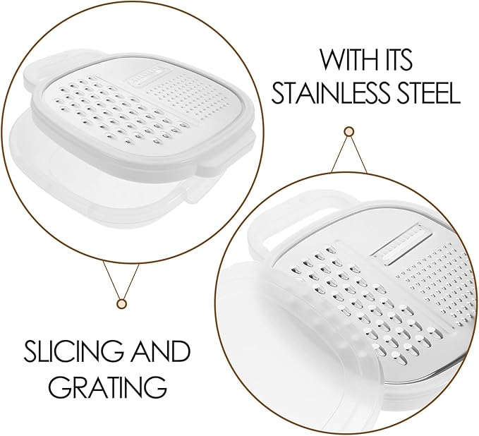 ABOOFAN Vegetable Grater and Slicer 9.84X7.59X3.93In Stainless Steel Kitchen Cutter Shredder for Cheese Fruits and Vegetables with Anti-Slip Design