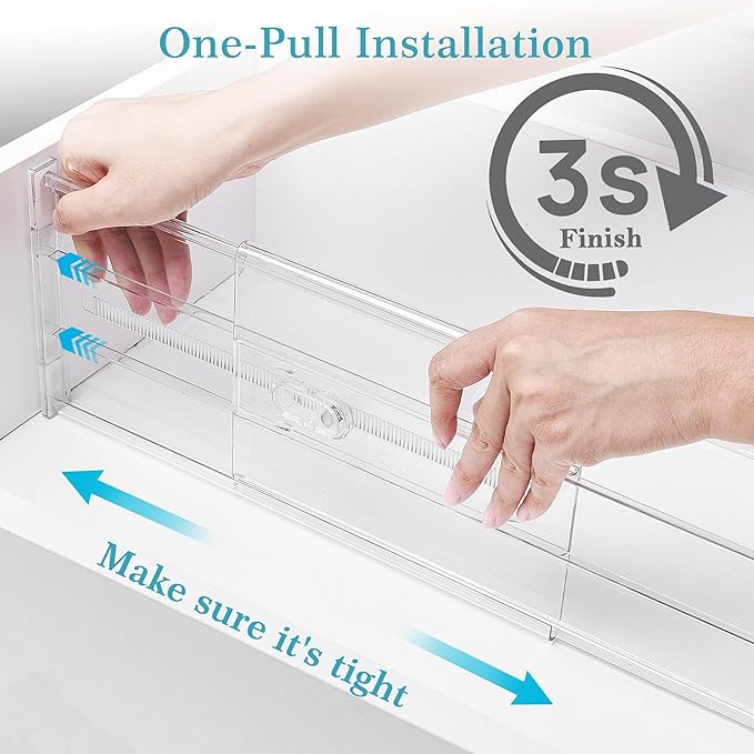 Vtopmart 8 Pack 6" Tall Upgrade Drawer Dividers for Big and Deep Drawer, 12.8"-22.3" Adjustable Expandable Dresser Drawer Organizer, Clear Plastic Separators for Dresser, Baby Supplies, Kitchenware