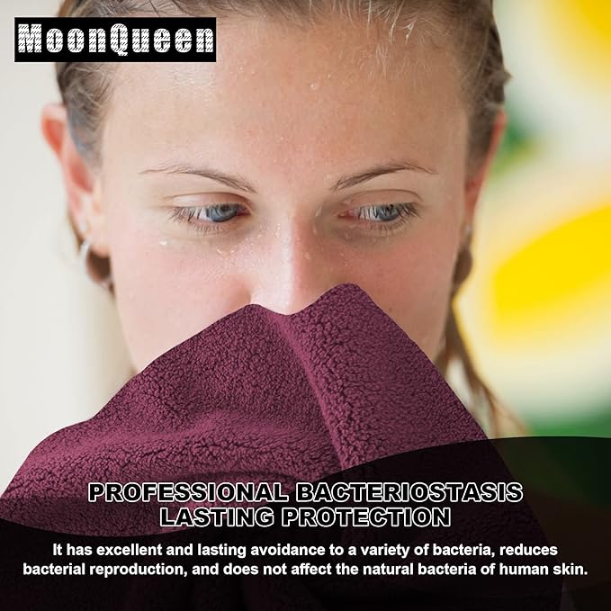 MOONQUEEN Microfiber Facial Cloths Fast Drying Washcloth 12 Pack - Premium Soft Makeup Remover Cloths - Burgundy