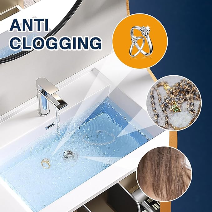 Bathroom Sink Drain Strainer, Pop Up Sink Drain Filter with Removable Stainless Steel Filter Basket Hair Catcher, Bathroom Sink Drain Stopper