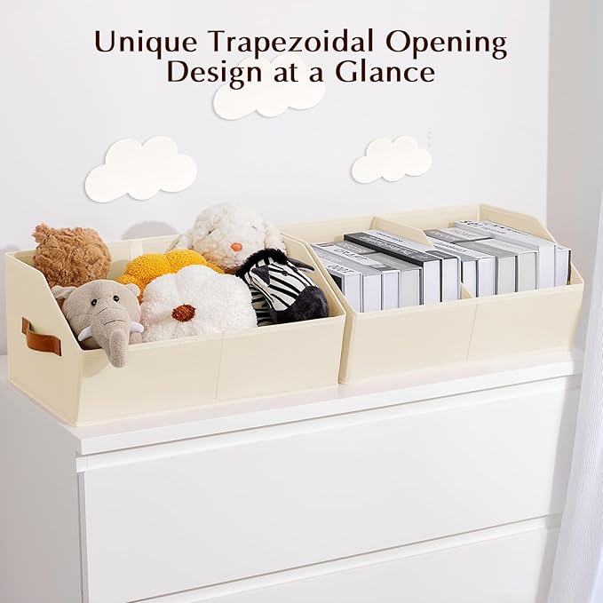 Homsorout 6 Pack Collapsible Storage Bins - Beige (Clothes, Toys, etc.)