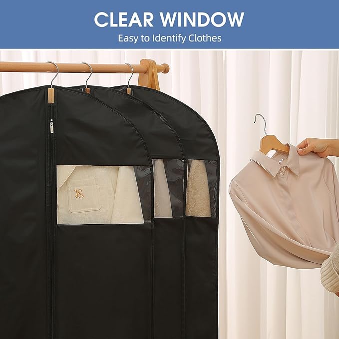 Suit Bags for Closet Storage, 43'' Garment Bags for Hanging Clothes, 5 Packs