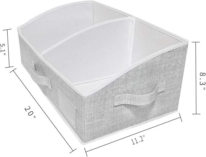 3 Packs Closet Storage Bins - Trapezoid Large Storage Box - Foldable Fabric Baskets for Organizing Clothes - Baby Toiletry, Toys, Towel, DVD, Book (Grey, 20 x 11.2 x 8.3 inches)