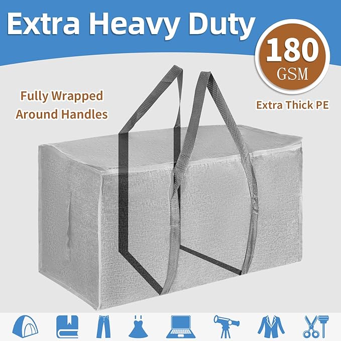 6 Pack-Extra Large Heavy Duty Moving Bags, Gray