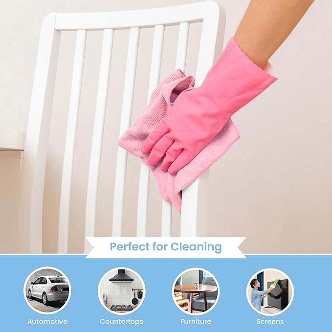 A&A Wiping Cloth- Microfiber Cleaning Towel, Super Absorbent Pink Microfiber Towels, Perfect for House, Cars, Windows, Gym and Office, Pink Microfiber 16x16 Towels, Pack of 180 Pieces