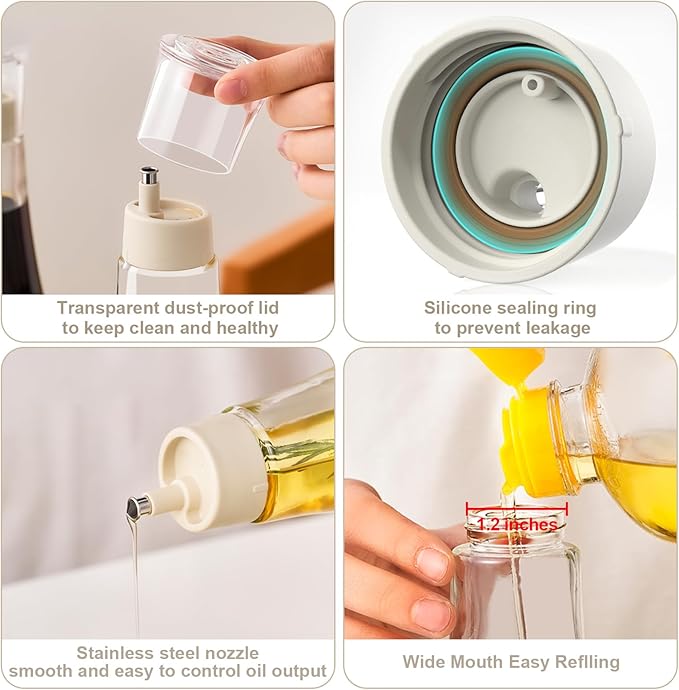 Summark Diamond Oil and Vinegar Dispenser for kitchen,Olive Oil Dispenser Bottle,Elegant Glass Cooking Oil Dispenser,Dispenser Bottle of 10 OZ