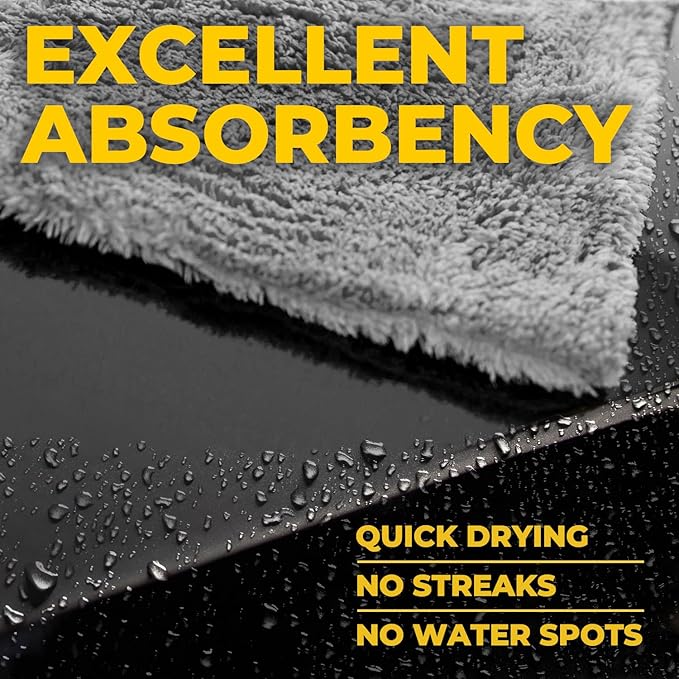 Super Soft Microfiber Towels for Cars - Edgeless - 6pk (12”x12”) - Premium Scratch-Free Towel - Great for Drying, Detailing, Polishing, Buffing - Ultra Absorbent Microfiber Cleaning Cloths for Car