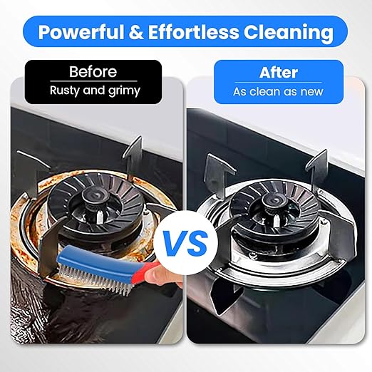4 Pack Wire Brush for Rust Removal & Paint Removal, Heavy Duty Stainless Steel Wire Brushes for Cleaning, Metal Wire Brush with Rubber Handle