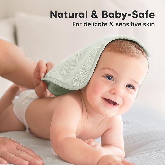 6-Pack Baby Washcloths – Soft Absorbent Viscose from Bamboo Washcloths for Face, Body, Baby Towels for Newborn, Kids, Toddlers, Infant, Gentle on Sensitive Skin, 10x10 Reusable Face Towels (Dove)