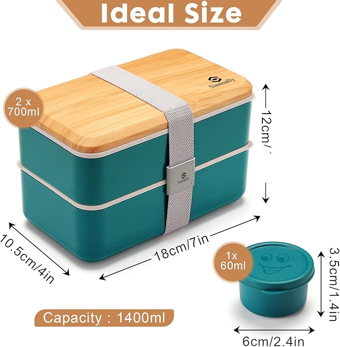 Sinnsally Bento Box Adult Lunch Box,Stackable Japanese Bento Lunch Box Containers for Women/Men with Compartments(47oz)