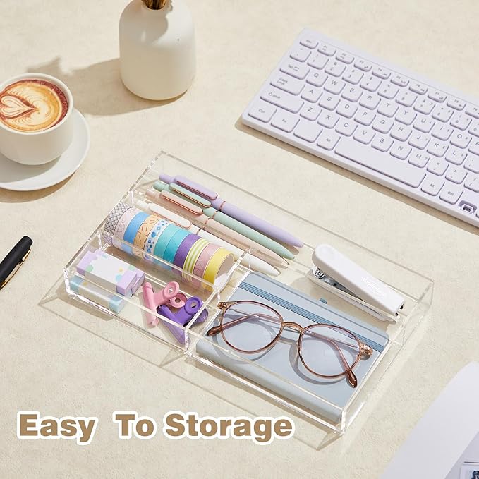 Acrylic Desk Drawer Organizer 11 x 6.1 x 1.38 Inch Storage Tray Organizer