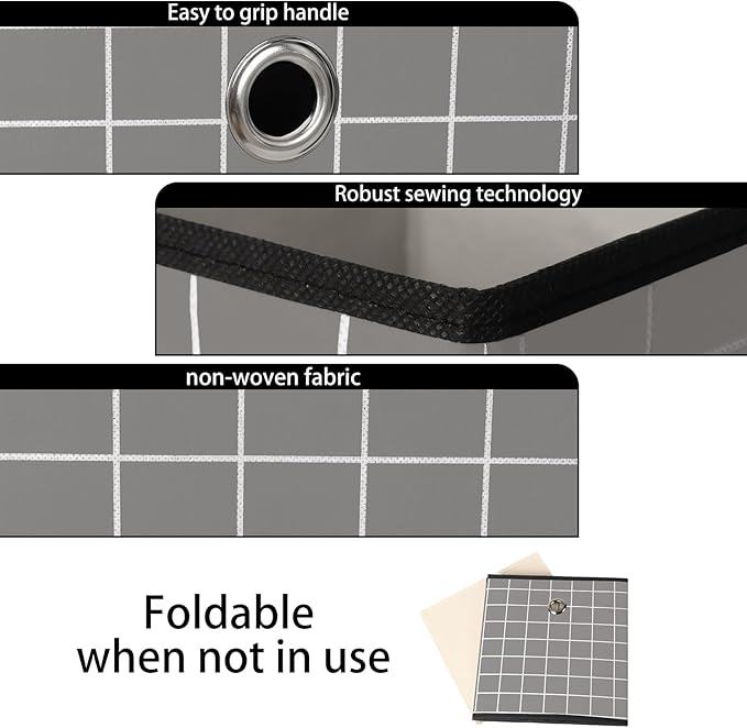 Foldable Storage Cubes Bins, Grey grid