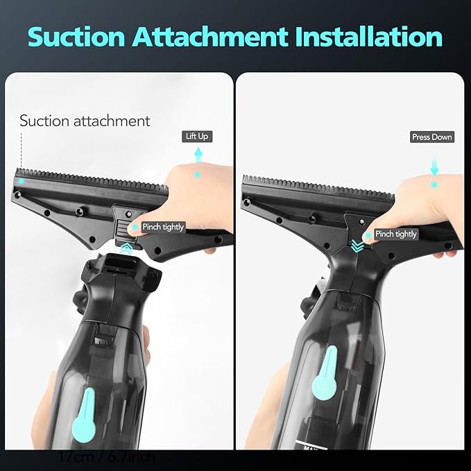 Window Vacuum Cleaner Kit Cordless, 35Min Runtime & 2 Suction Nozzles Cleaning Tool