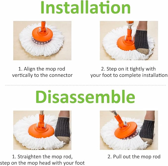 Mop Head for Hurricane Spin Mop Microfiber Mop Head Refills Round Mop Pads 3 Pack