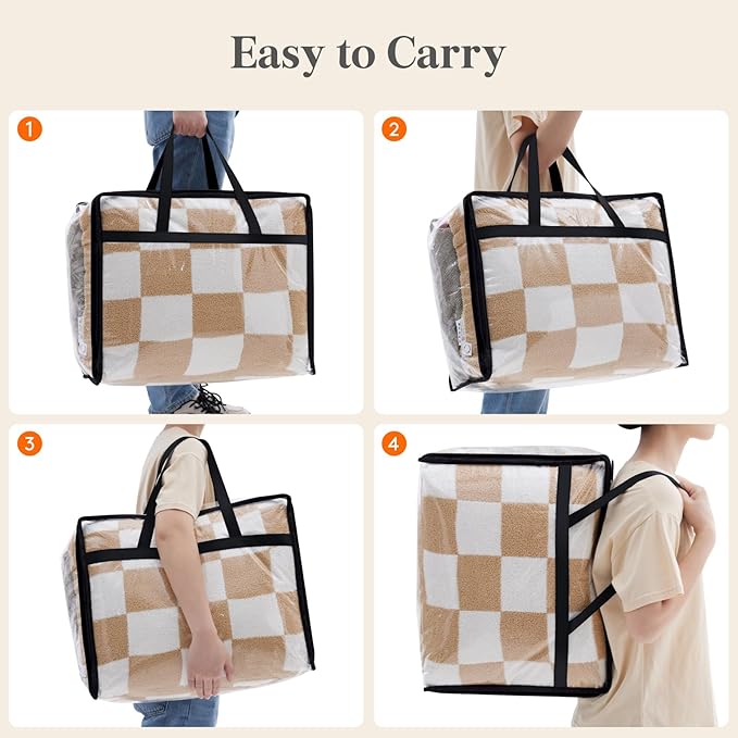 16 Pack Clear Clothes Storage Bags, 40L Plastic Blanket Storage Bag