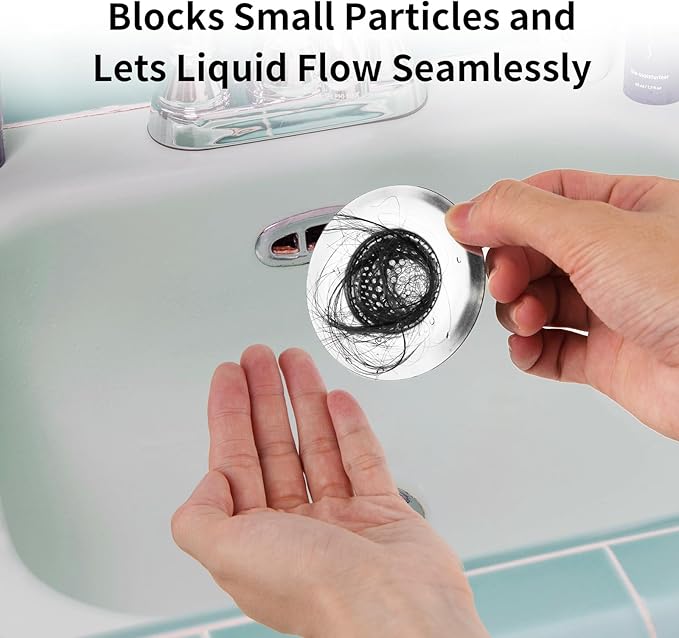 ChefBee Bathroom Sink Drain Strainer - 2PCS 1.22” Stainless Steel Bathtub Shower Tub Drain Cover Hair Catcher, Anti-clogger Filter Plug for Mop Pool