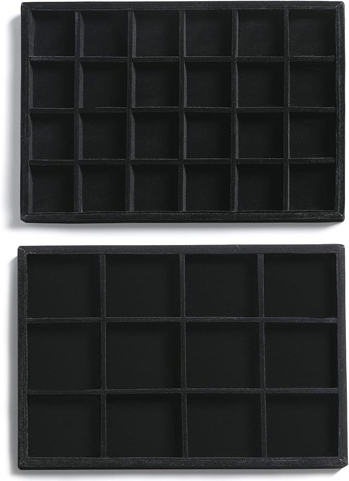 Frebeauty Stackable Velvet Jewelry Organizer Trays for Drawers Inserts Jewelry Storage Tray Display Case
