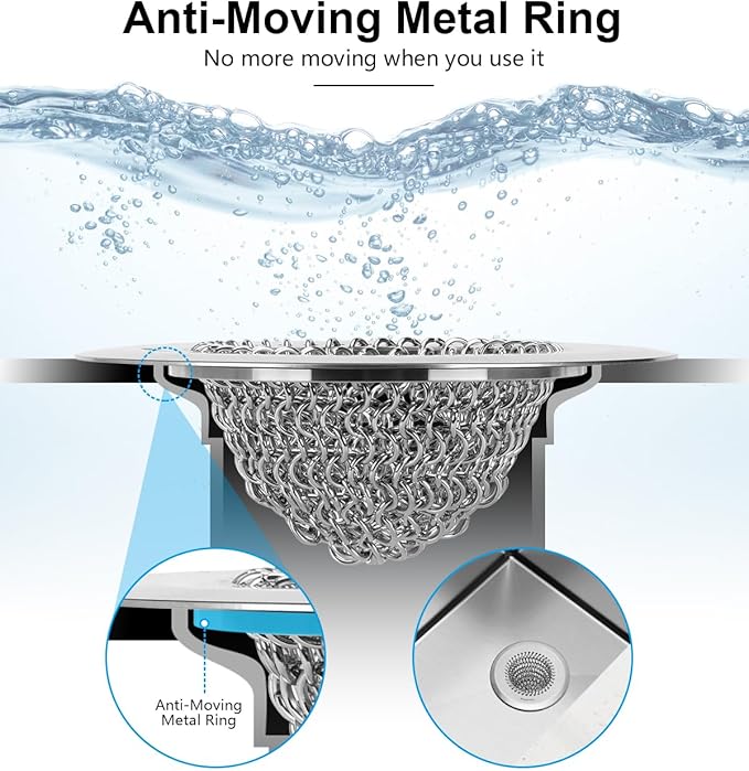 WOKDADA Revolutionary Kitchen Sink Drain Strainer, Patented Reversible Kitchen Sink Strainer, 304 Stainless Steel Sink Strainer Basket