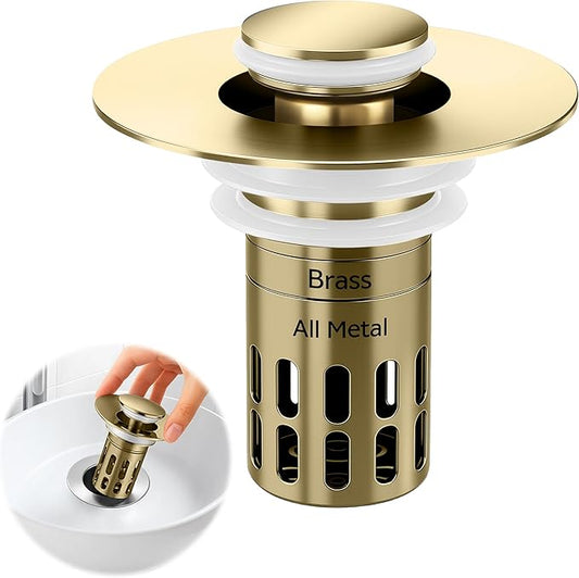 (All Metal) Bathroom Sink Stopper,Pop Up Drain for Bathroom Sink,Sink Stopper Hair Catcher
