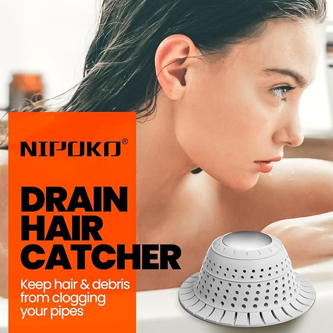 Shower Drain Hair Catcher - Bathtub Drain Cover Foldable Silicone，Shower Drain Protector for Pop-Up and Regular Drains of Shower,Tub, Bathroom, Sink