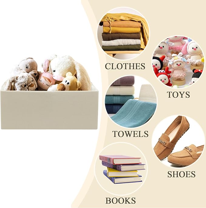 Foldable Fabric Storage Cubes, Beige 2 Pack