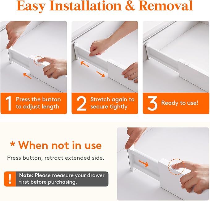8 Pack 4" High Drawer Dividers 34-56cm/13.5-22" Adjustable Drawer Organizer