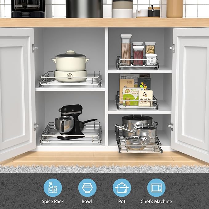 Pull Out Cabinet Organizer, 17.8" W x 21" D
