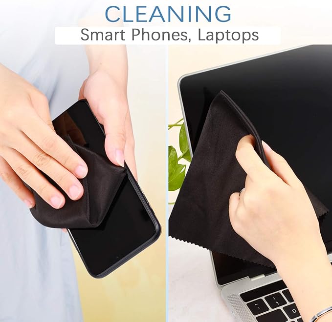 Frienda 12 Pack Large Microfiber Glass Cleaning Cloths 12 x 12 Inch Oversized Eyeglass Sunglasses Cleaning Cloths for Electronics Glasses Screens and Lenses(