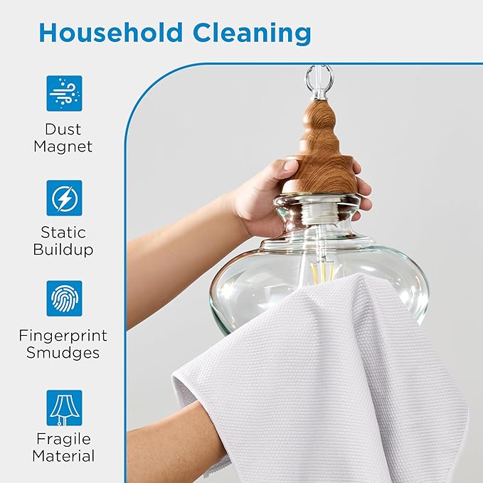 Microfiber Glass Cleaning Cloth 6 Pack - 15.5x15.5 Inch Lint Free Streak Free Polishing Cloth for Windows and Mirrors, Fish Scale Nano Cleaning Cloth for Car Window Detailing