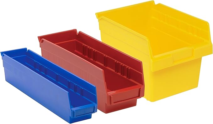 Quantum Storage QSB106 Hanging Plastic Shelf Bin Storage Containers - 23-5/8" x 6-5/8" x 4" - 8 Pack