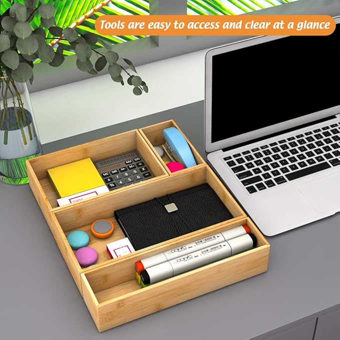 Bamboo Kitchen Drawer Organizer, 12"3"2.5"