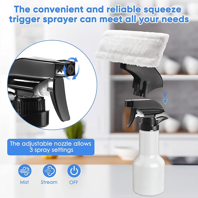 Window Vacuum Squeegee Cordless, Handheld Window Vac with Multi-Purpose Spray Bottle & Microfiber Cloth, Electric Cleaning Tool for Windows, Tiles
