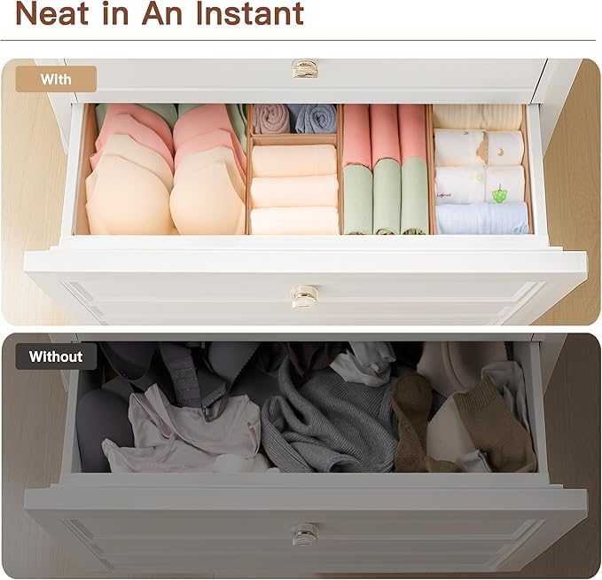 Drawer Organizer Clothes, 21 Pack Dresser Organizer for Baby Clothes, Brown