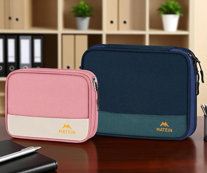 MATEIN Travel Cable Organizer Pouch, Scratch Resistant Portable Charger Case for Electronic Accessories, Travel Tech Bag for Cable, Guitar Picks, Cord Organizer Bag for Work & Office, 2 Pack