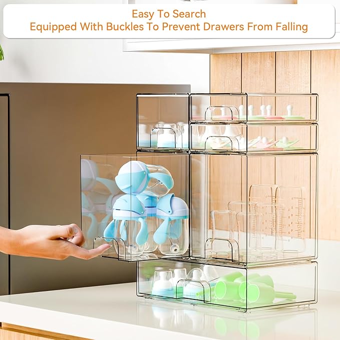 6 Set Clear Baby Bottle Organizer for Countertop