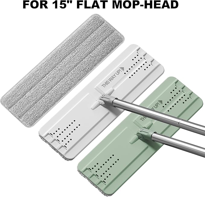 JOYMOOP Flat Mop Pad, Microfiber Mop Pad, Squeeze Mop Pads Replacement, 15" Refill 1 Pack - Grey