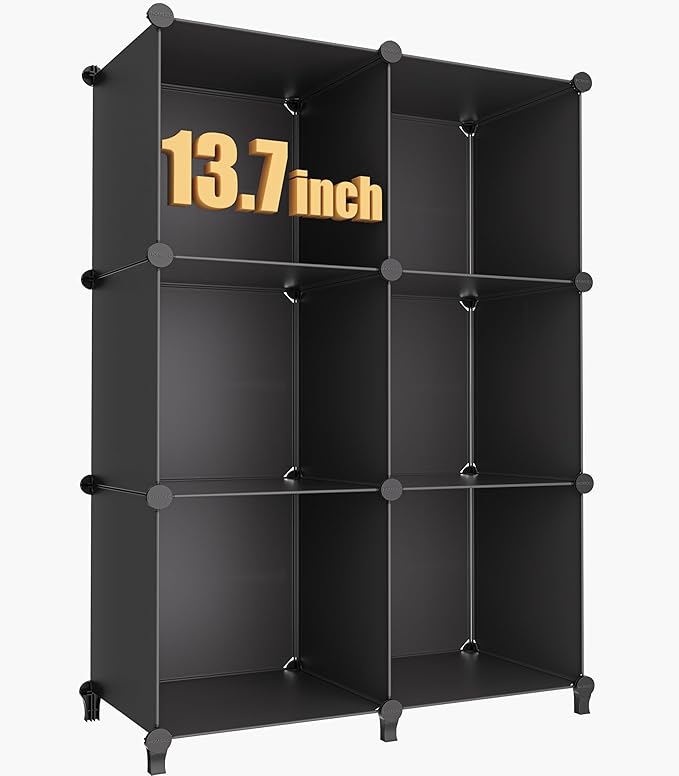 HOMIDEC XLarge Cube Storage Organizer,13.7 Inch Closet Organizer Storage Cabinet Shelf Bookshelf with Metal Hammer, Storage Cubes Organizers Cabinet for Kids, Closet, Bedroom, Bathroom Black