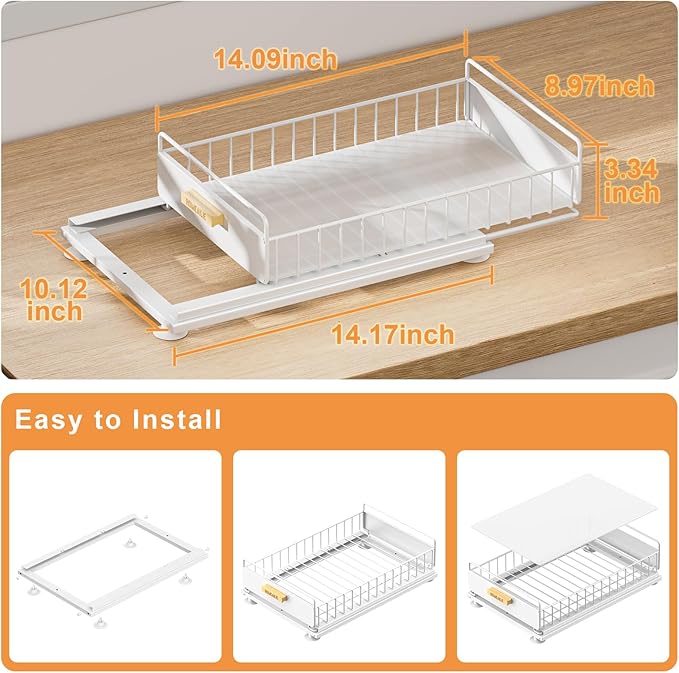 Under Sink Organizer, 2 Packs Under Sink Organizers and Storage, White