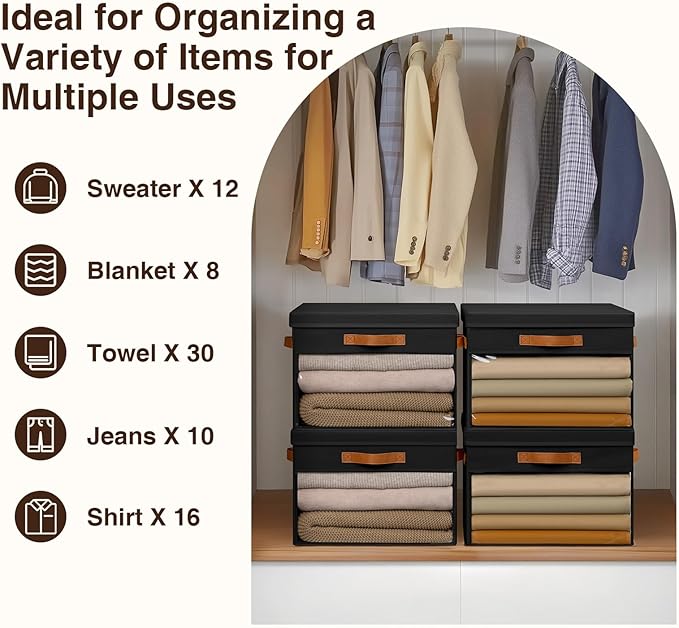 Homsorout Large Storage Bins with Lids - 3 Pack Foldable Decorative Organizers with Clear Windows & Handles, Cube Storage Organizers for Clothes