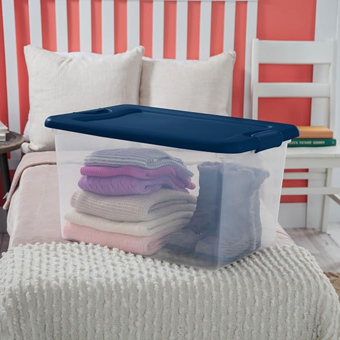 18-Pack Color Program, Large Clear Plastic Storage Bins with Lids, 64 Quart